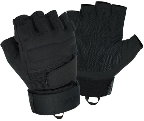 Seibertron Hombres de Negro S.O.L.A.G. Operaciones Especiales Medio Dedo Guantes sin Dedos Tactical Assault Luz Guantes Medio Dedo (Negro, XXS)