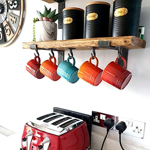 Mug Tree Black Kitchen Accessories Cup Holder Hooks Tree for Stand Holders Cupboard Storage Screw in Strong Black Metal Under Shelf Hook x10