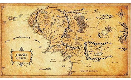 Poster Artworks 50x70cm ohne Rahmen Herr der Ringe Hobbit Karte der Mittelerde Filmplakat Retro Poster Stil Home Decor Malerei