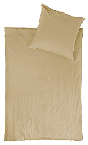 jilda-tex Bio-Bettwäsche Stone-Washed Renforce Lissabon 100% Bio-Baumwolle Knitterlook Stehsaum Bügelfrei Uni Leinen-Optik Bügelfrei Made in Green (Creme, 200 x 200 cm)