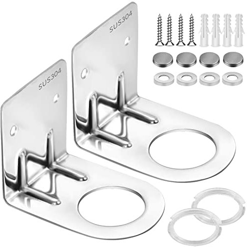 CXtech 2pcs Distributeur de Savon Mural INOX, Porte Distributeur Crochet pour Cuisine Salle de Bain, Gel Douche Porte-Bouteille Mural, Pompe à Savon Distributeur de Shampooing Support, avec Vis