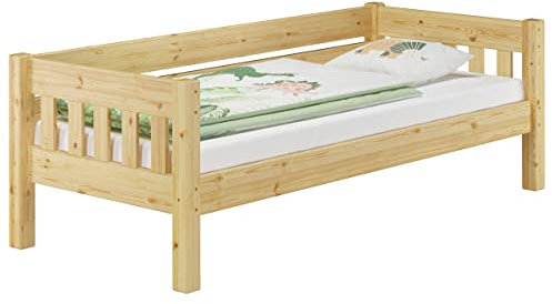 Erst-Holz Kieferbett Natur Einzelbett 90x200 Massivholz-Bettgestell Sofabett mit wählbarem Zubehör V-60.53-09, Ausstattung:ohne Zubehör