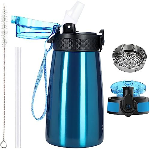 OLDLEY 350ml/12oz Kids Stainless Steel Water Bottle with Straw for School with 2 Different Lid Metal Vacuum Insulated Water Bottles Small Flask for Boys Girls Toddler Children Hot Cold Drinks BPA Free