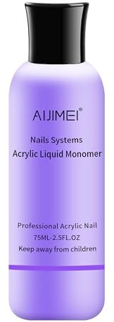 AIJIMEI Acrylic Nail Liquid Monomer 75ml/2.5fl.oz, Acrylic Nail Monomer Liquid Nail Extension Nail System