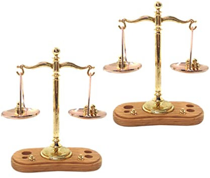 ibasenice Kidcraft Puppenhäuser Balkenwaage Miniature Dollhouse Balance Scale Model- 2PCS 1: 12 Simulationsbilanzspielzeug Mini- Imitationsskala- Dekorativ Balancierende Spielzeuge