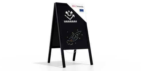 ALLboards Kundenstopper Wasserfest mit lackiertem schwarz Holzrahmen 118x61cm, Werbetafel, Gehwegaufsteller, Aufsteller, Straßenreiter, Kreide