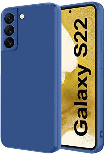 Qasyfanc Coque Protection Caméra pour Samsung Galaxy S22, Coque Samsung S22 5G Silicone, Housse de Protection Antichoc, Mince, Souple, Élégante - Bleu