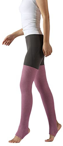 Damen Lange Beinwärmer,75cm Warme Overknees Kniestrümpfe Mädchen Stulpen Knöchelwärmer,Winter Stricken Beinstulpen Leg Warmers Socken Strümpfe Winterwärmer Strumpf für Ballett Fitness Yoga,Altrosa