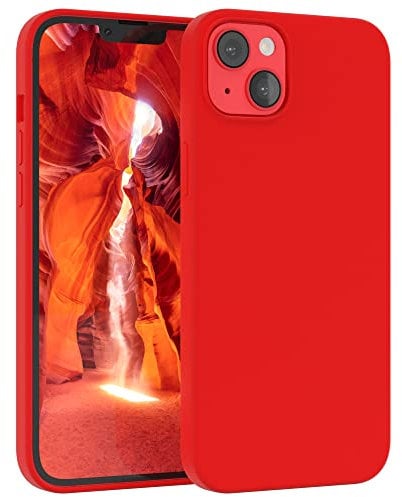 EAZY CASE custodia per cellulare in silicone premium compatibile con iPhone 14 Plus con protezione della fotocamera e rivestimento interno custodia protettiva bumper in Rosso