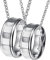 Epinki Edelstahl Pärchen Halskette mit Ring Anhänger, Geometrisch Gebürstet Partner Ketten Ringe, Silber für Frauen & Männer, Breite 8MM - Herrenkette 60cm, Damenkette 50cm