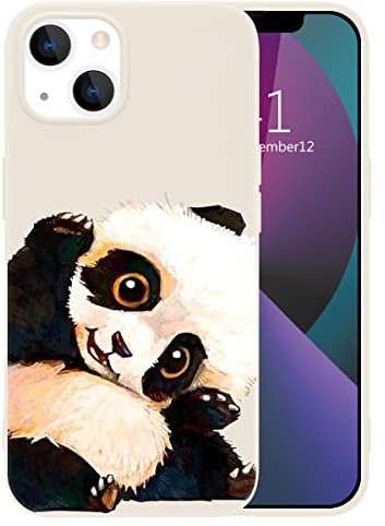 MAYCARI Cute Funny Panda Phone Case for iPhone 7/8/SE 2020, White Liquid Silicone Girly Cases,Cartoon Soft Gel Rubber Full-Body Protective Microfiber Lining Shockproof Cover for Boys, Women, Men