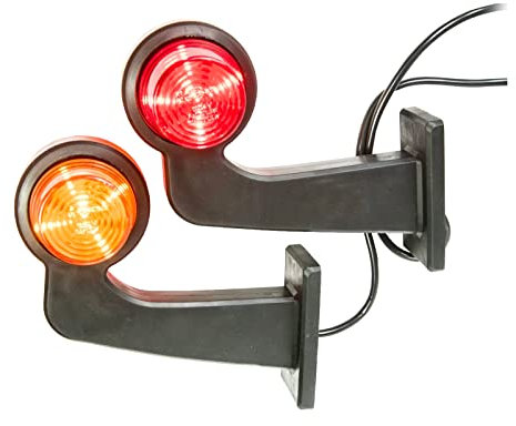 Web Truck 2 x LED Gummi Begrenzungsleuchte Seitenleuchte 12V 24V mit Old School Positionsleuchte Auto LKW PKW Wohnwagen KFZ Lampe Leuchte Licht Rot Orange