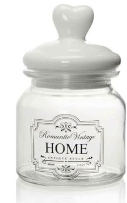 OISE ART STORE Trade Shop - Barattolo Contenitore in Vetro Decoro Romantic Vintage Home 650ml 11x17cm 759369