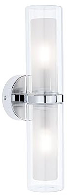 Paulmann 71077 Wandleuchte Selection Bathroom Luena IP44 E14 230V max. 2x20W dimmbar Chrom, Glas Badleuchte zweiflammige Badleuchte - ohne Leuchtmittel