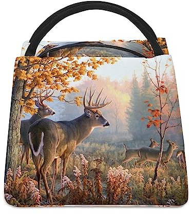 OTRAHCSD Kühltasche, Jagd Hirsch Familie Mittagessen Tasche, isolierte Mittagessen Tote Tasche für Arbeit Camping Reisen