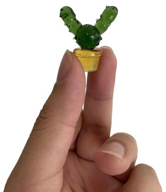 ESTINTENG Kristallglas Handwerk Kleine Ornamente Kaktus Fleischige Simulation Pflanze Auto Dekoration Kaktus No.12