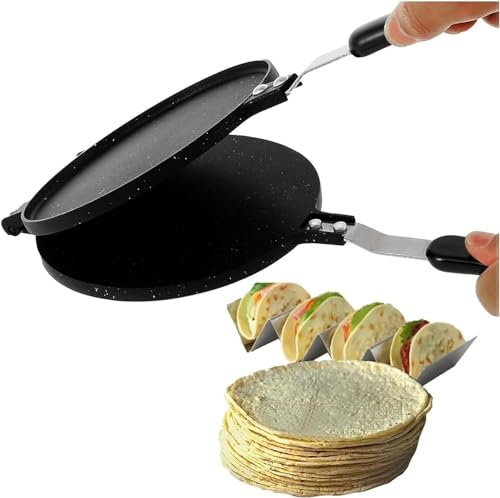 Trading Autocuiseur Poêle à presser, plaque à crêpes antiadhésive avec poignée en bakélite, presse à pâte en aluminium robuste, presse à tortilla polyvalente, poêle supérieure for cuisine 15,1x6,6x0,7