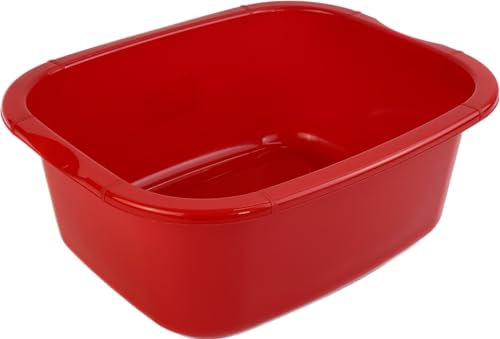 HoitoDeals 11 Litre Plastic Large Rectangular Washing Up Bowl For Sink Bowls, Home, Kitchen Accessories (1Pcs Red)