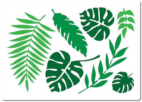 GORGECRAFT 29.7x21 cm Stencil Foglia Tropicale Modello Foglie di Palma Monstera Grandi Foglie Botaniche Riutilizzabili Stencil Da Parete per Dipingere su Piastrelle di Legno Pavimento Mobili Tela Arti