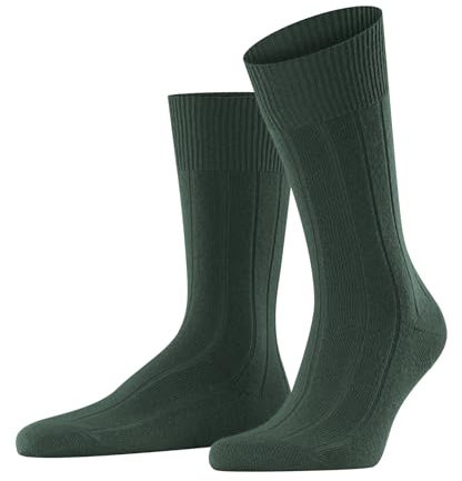 FALKE Herren Socken Lhasa Rib M So Wolle Kaschmir einfarbig 1 Paar, Grün Hunter Green 7441, 43-46