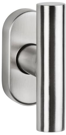 FELGNER Fenstergriff Como - T-Form | Fenster-Sicherung mit 90° Kugelrasterung | versteckte Schrauben + ovale Rosette | korrosionsbeständig | Stiftlänge 24/42 mm + 32/36 | Edelstahl matt