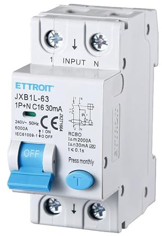 ZOREI Interruttore Magnetotermico Differenziale Tipo A, 1P+N 6KA 30mA 220V, Occupa 2 Moduli DIN (1P+N 16A 6KA 30mA)