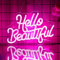 CoolGift Mart Hello Beautiful Neon Zeichen, Romantische LED Hochzeit Neon Licht, Dekoration für Haus Hochzeit Vorschlag Verlobung Geburtstag Hintergrund Bacelorette Party, Geschenk für Mädchen Frauen