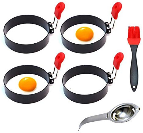 Fcuajdkq Nonstick Egg Rings for Frying or Shaping Eggs,for Cooking Breakfast Omelette Egg McMuffin Sandwiches Maker Pancake Mold
