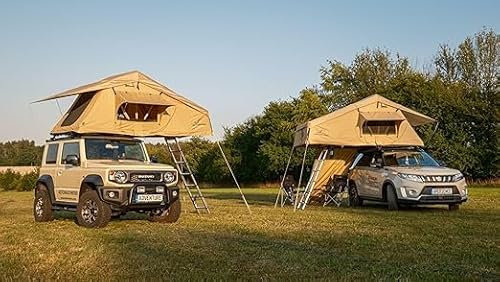 Adventure Xperience Adventurer160 Auto Dachzelt für 4 Personen PKW Klappzelt 160 x 310 inkl. Matratze (60mm), 3D Mesh (10mm), Aluminium Teleskopleiter für diverse KFZ, Dachzelt VW, Dacia, Audi, BMW