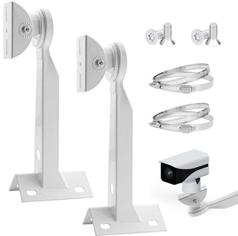 Sporgo 2 Stück Masthalterung Halterung: Überwachungskamera Klammern mit 4 Verstellbaren Schlaufen, Metallmontage Eckhalterung Vertikale Stangenhalterung, Ring Kamera Halterung für CCTV Kameras