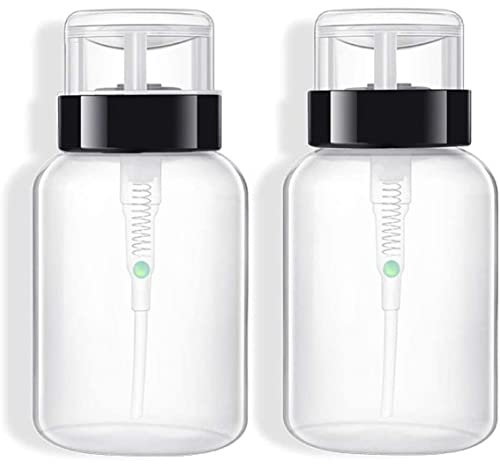 Pump Dispenser Bottle, Nail Dispenser Pump Bottle Push Down Empty Lockable Pump Dispenser Bottle for Nail Polish and Makeup Remover 2 Pack