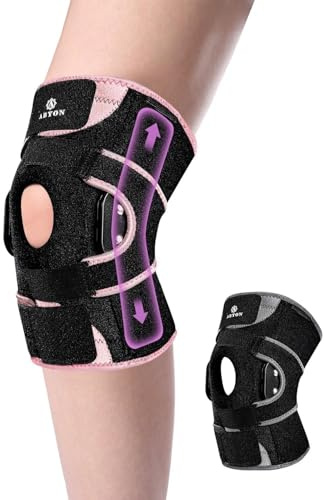 ABYON Ginocchiera articolata per uomo e donna - Supporto con stabilizzatori laterali in metallo e cinturino regolabile a 360° per lesioni al menisco, dolore ACL/MCL, artrite e post-operatorio