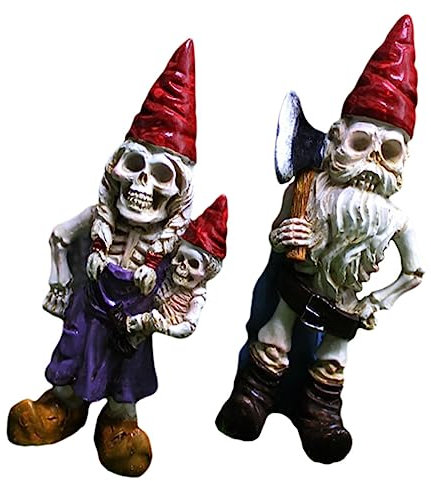 SEWOART 2 Pièces Nains De Jardin Décor Squelette De Nain D'Extérieur Décorations d'halloween De Nain De Bureau Nain Suédois Squelette De Nain De Jardin Petite Statue Décoration De