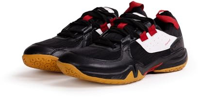 Quive Bounce Badminton Tennis and Squash Shoes Non-Marking Anti-Slip and Breathable Trainers Mens Indoor and Outdoor Court Shoes (Black, UK Footwear Size System, Adult, Men, Numeric, Medium, 10)