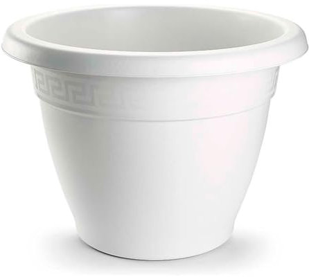 Acan Tradineur - Maceta Redonda Terracota - Fabricado en Plástico - Macetero Apto para Exterior e Interior del hogar - Ø 40 cm - Color Blanco