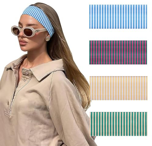 Cosmeria Haarband Damen Mit Streifen, Weiches Und Bequemes Sport Stirnband Aus Polyester Und Spandex, Perfekt Für Yoga, Laufen Und Alltag