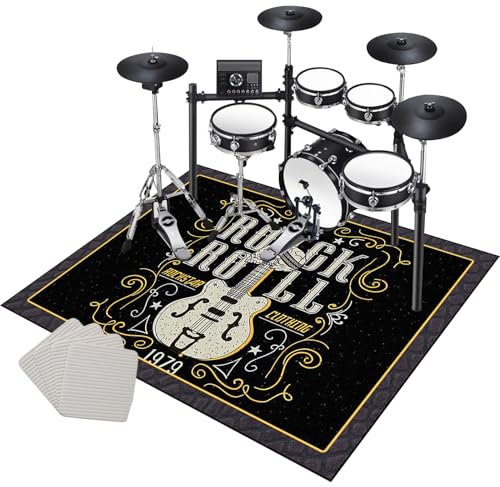 Drum Teppich Schlagzeugteppich Schallschutz Schlagzeug Teppich Professionelles rechteckiges elektronisches Jazz Schlagzeug Kit für Bass Drum Snare Drum und andere Instrumente Teppich 180 x 160 cm