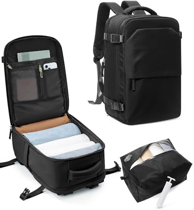 kibachev Mochila de Vacío con Bomba Manual, Mochila Viaje Cabina Avion 40x20x25 Ryanair con Bolsas Vacio,Mochilas Portatil Cabina Avion 40x30x20 Impermeable Travel Backpack