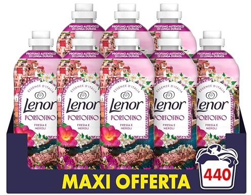 Lenor Ammorbidente Lavatrice Concentrato Essenze d’Italia, 440 Lavaggi (8x55), Portofino, Note Di Fresia e Neroli, Profumo autentico di lunga durata