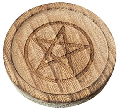 Bandeja de altar Bruja - Candelador de pentagrama, Organizador de joyas rústicas | Decoración del hogar de Wiccan, bandeja espiritual de madera, suministros de tarot, bandeja de boda vintage, accesori