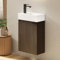 EMKE Waschtisch mit Unterschrank 41 cm, Badmöbel-Set mit Keramikwaschbecken – ideal für Gäste-WC & kleines Bad, Waschbecken mit Unterschrank, Geräucherte Eiche