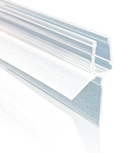 Recalma Joint de douche 2 x 100 cm avec ajustement pour portes en verre de 6 à 8 mm, imperméable, avec lèvre en caoutchouc, transparent, 100 % étanche