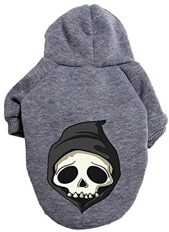 Generisch Fleece Pullover Hunde Halloween-Hundepullover Haustier-Kostüm-Kostüm-Haustier-Pullover Hundejacke Mit Klettverschluss (Grey, 4XL)