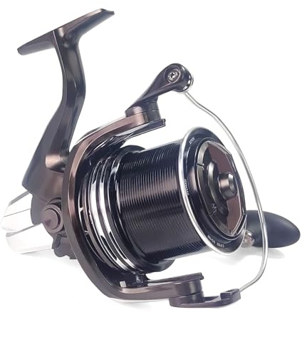 Eupheng 9000–12000 Surf-Angelrolle für Salzwasserangeln, max. Zugkraft von 32,7 kg, 7+1 Kugellager, CNC-Aluminiumspule, Graphitrahmen, Big Game Spinnrolle (Metall, braun, 10000)