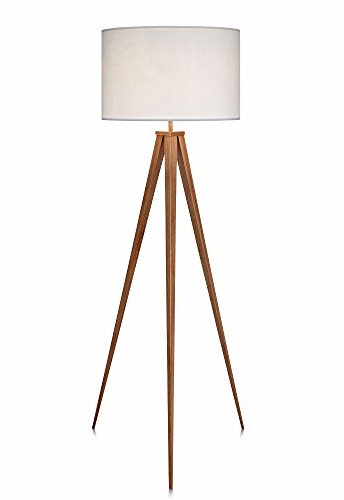 Teamson Home Romanza LED Tripod Standing Floor Lamp with Drum Shade, Modern Lighting in White for Living Room, Bedroom or Dining Room
