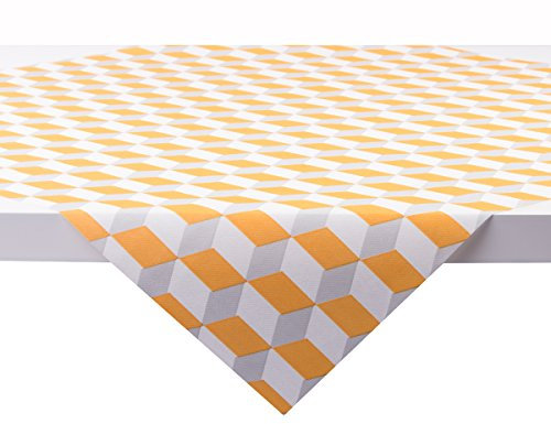 Sovie Home Tischdecke Chicago in ORANGE-GRAU aus Linclass Airlaid, 80x80cm, 1 Stück, geometrisches 3D-Design, Moderne Einweg-Mitteldecke - Ideal für Geburtstage & Events