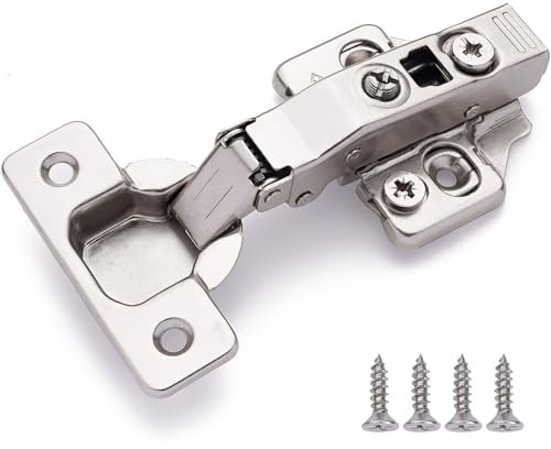 DecoBasics Lot de 40 charnières européennes à fermeture douce pour porte d'armoire de cuisine, dissimulée, sans cadre, à 105°, réglage à 8 voies, plaque à clipser pour une installation facile