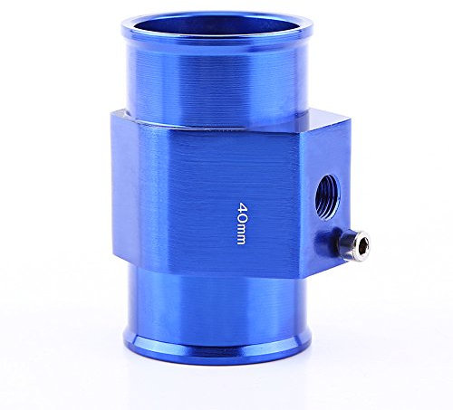 Qiilu Universal Adaptador del Sensor de temperatura de la manguera del tubo de la temperatura del agua del coche del metal Azul(40mm)