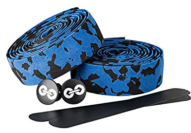 URBAN ZWEIRAD Cinta para manillar de bicicletas - camuflaje negro-azul - con franja autoadhesiva al dorso, bandas adicionales y tapas laterales para una óptima fijación (camuflaje negro-azul)