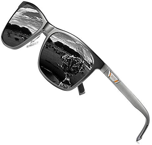 DUCO Polarisiert Sonnenbrille für Herren mit UV400 Schutz Retro Rechteckig Rahmen Ultraleichte Metallrahmen Brillengläser Fahrerbrille Sportsonnenbrille 3029H (Gunmetal)